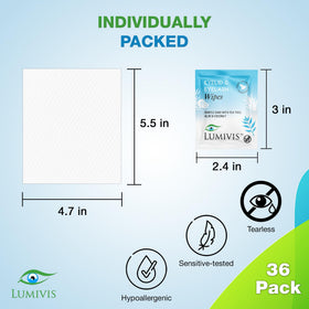 Lumivis individually wrapped sachet opened to show hygienic single-use convenience