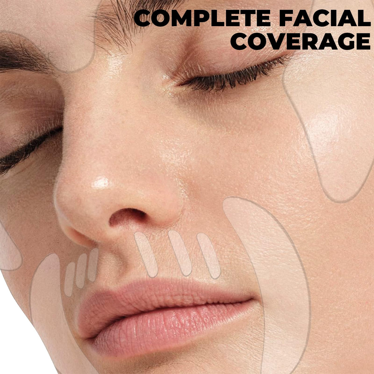 LUMIXELL close-up of forehead and frown-shaped patches for precise placement benefit