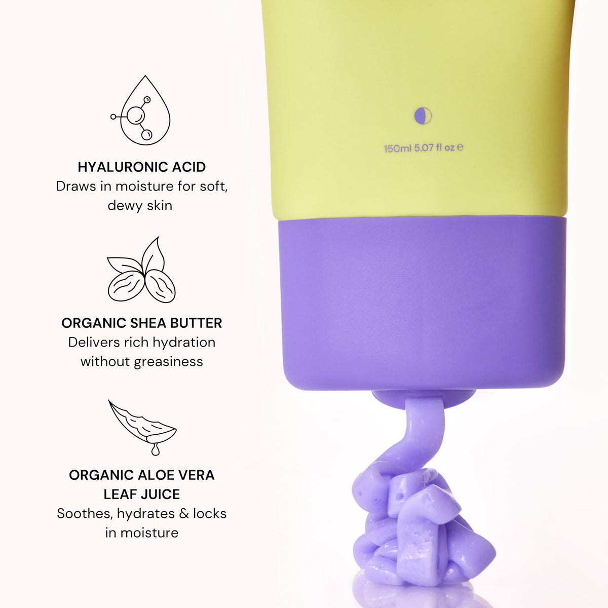 Luna Bronze ingredients label with hyaluronic acid and shea butter callout
