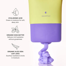 Luna Bronze ingredients label with hyaluronic acid and shea butter callout