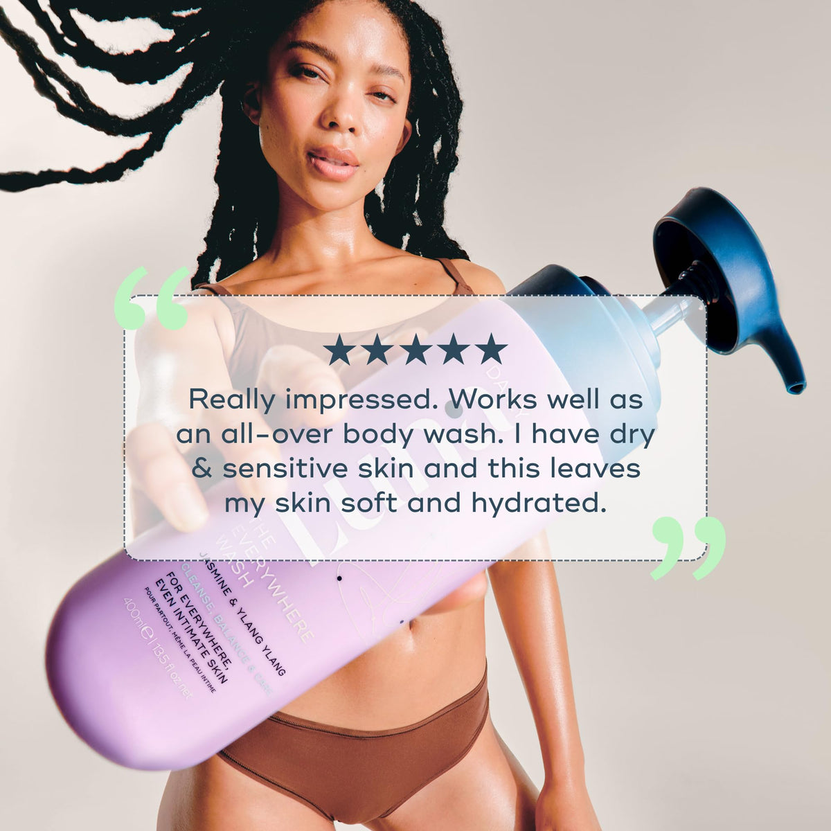 Luna Daily label detail showing pH-balanced and clean formula benefit