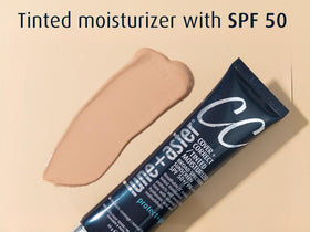Lune+Aster dispenser releasing CC cream demonstrating easy application