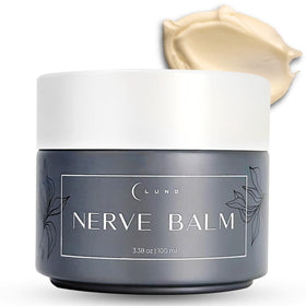 Lune nerve balm front jar showing product and label for quick identification and benefit