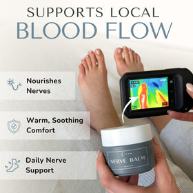 Lune nerve balm label detail showing key ingredients like arnica and menthol for reassurance