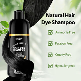 Lunory shampoo applied to dry hair demonstrating simple at-home use