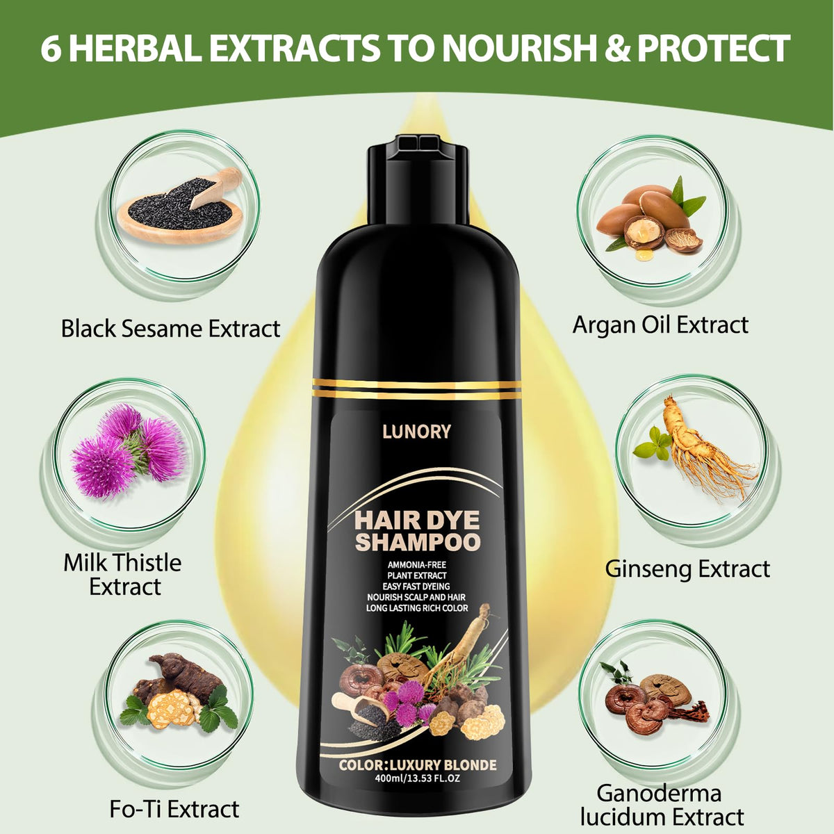 Lunory shampoo lather texture showing conditioning foam benefit