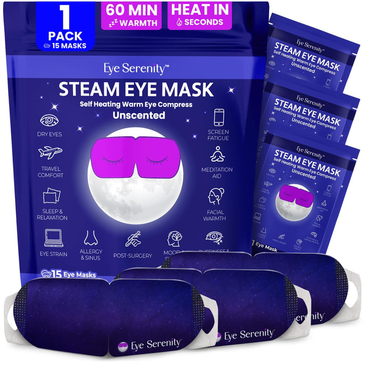 Lure Essentials front packaging showing unscented steam eye mask and benefits