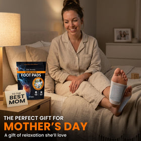 Lure Essentials pads applied to feet in bed for overnight calming routine