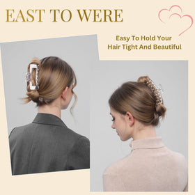LuSeren clip holding a high bun demonstrating strong hold benefit