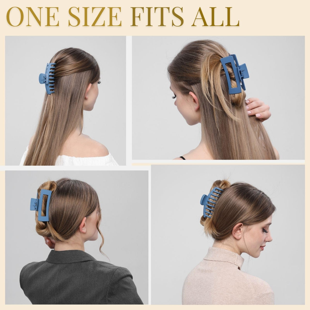 LuSeren clip holding a twisted bun demonstrating secure hold for thick hair