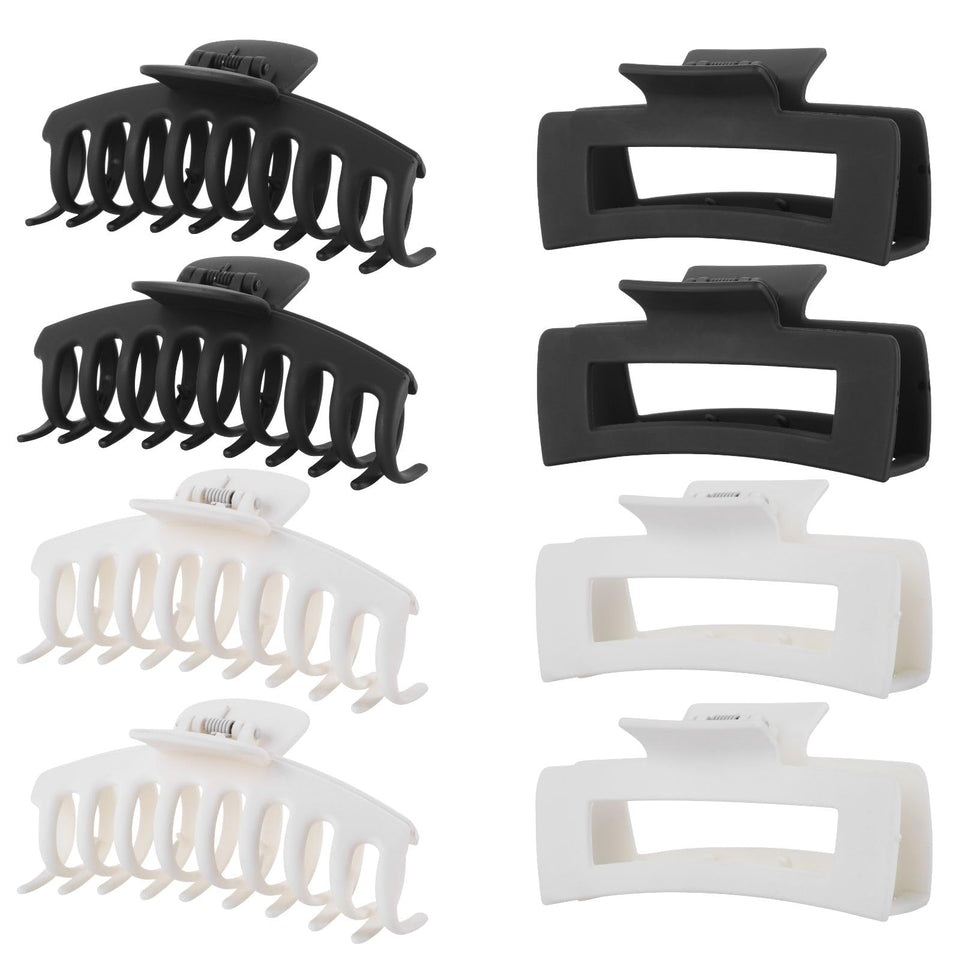 LuSeren front view of eight black and white clips showing neat packaging and convenience