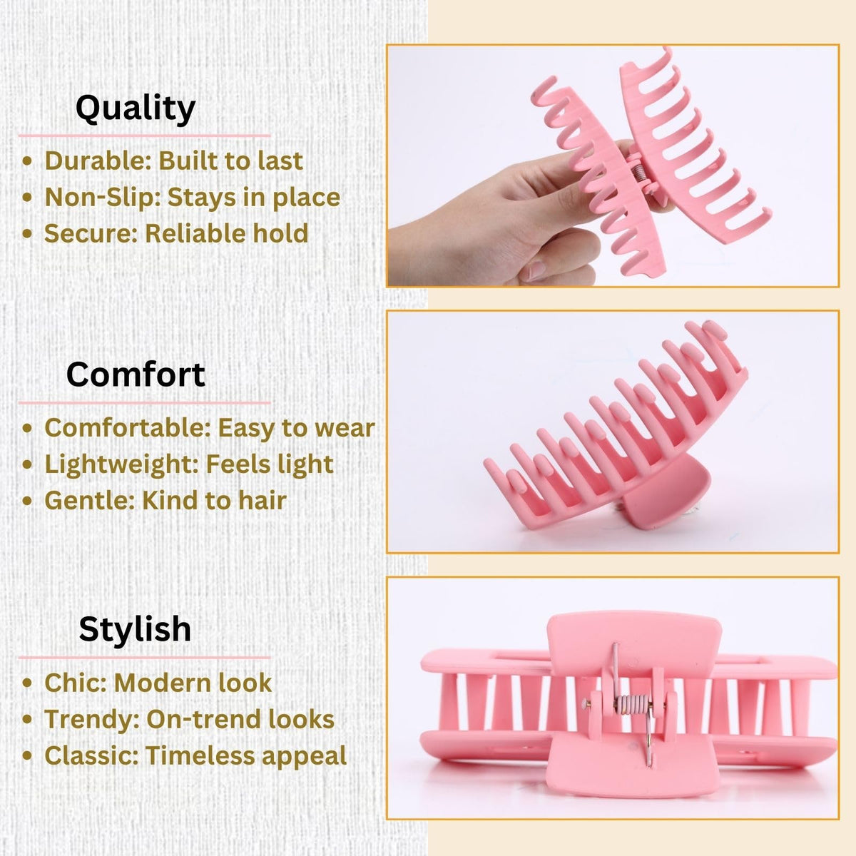 LuSeren clip securing a thick full updo demonstrating strong grip and comfort