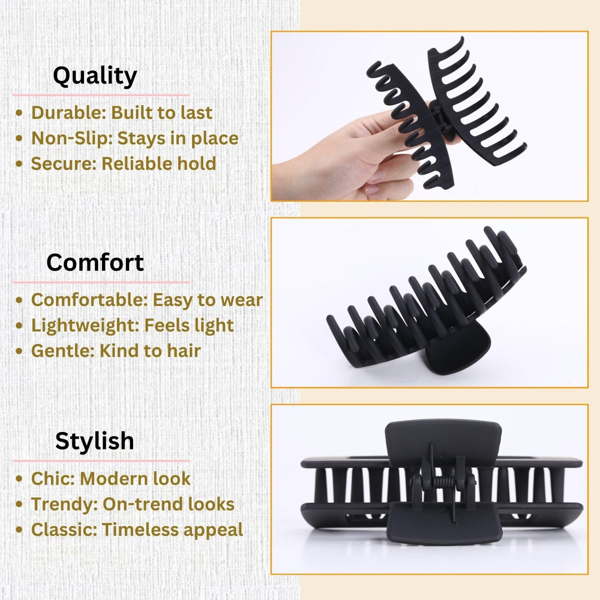 LuSeren clip used for a half-up hairstyle showing versatile everyday styling