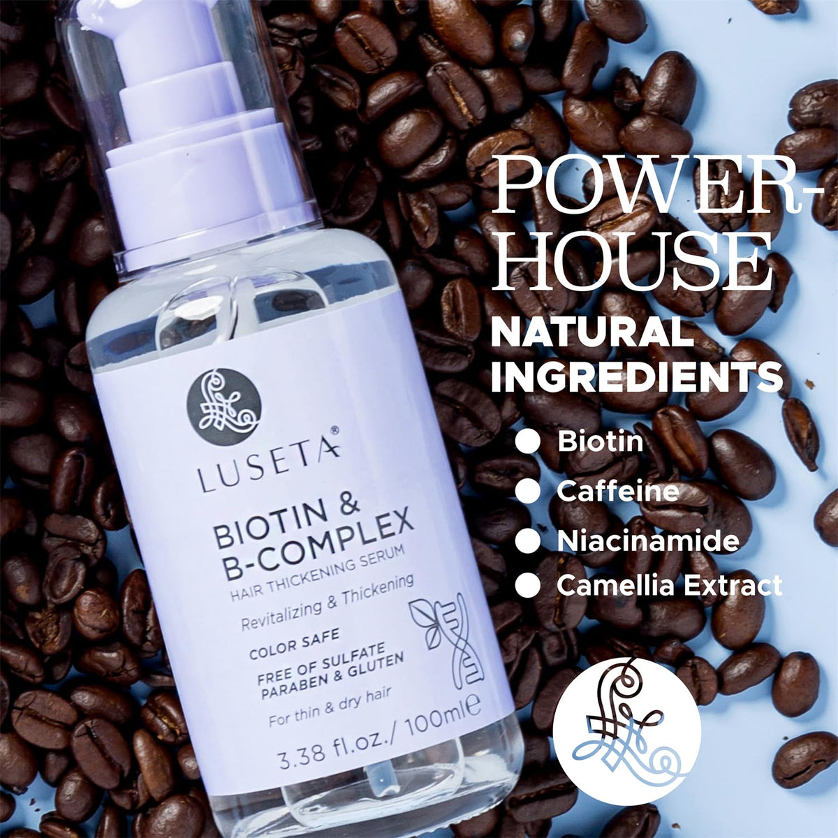 Luseta application on damp hair in hands for even distribution and shine