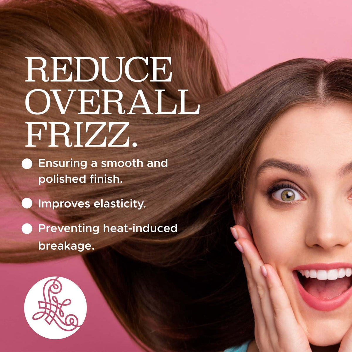 Luseta before and after hair image showing reduced frizz and shine