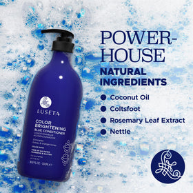 Luseta blue conditioner applied in hand demonstrating controlled use