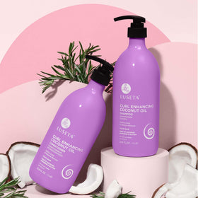 Luseta close-up of shampoo label showing key ingredients and gentle cleansing benefit