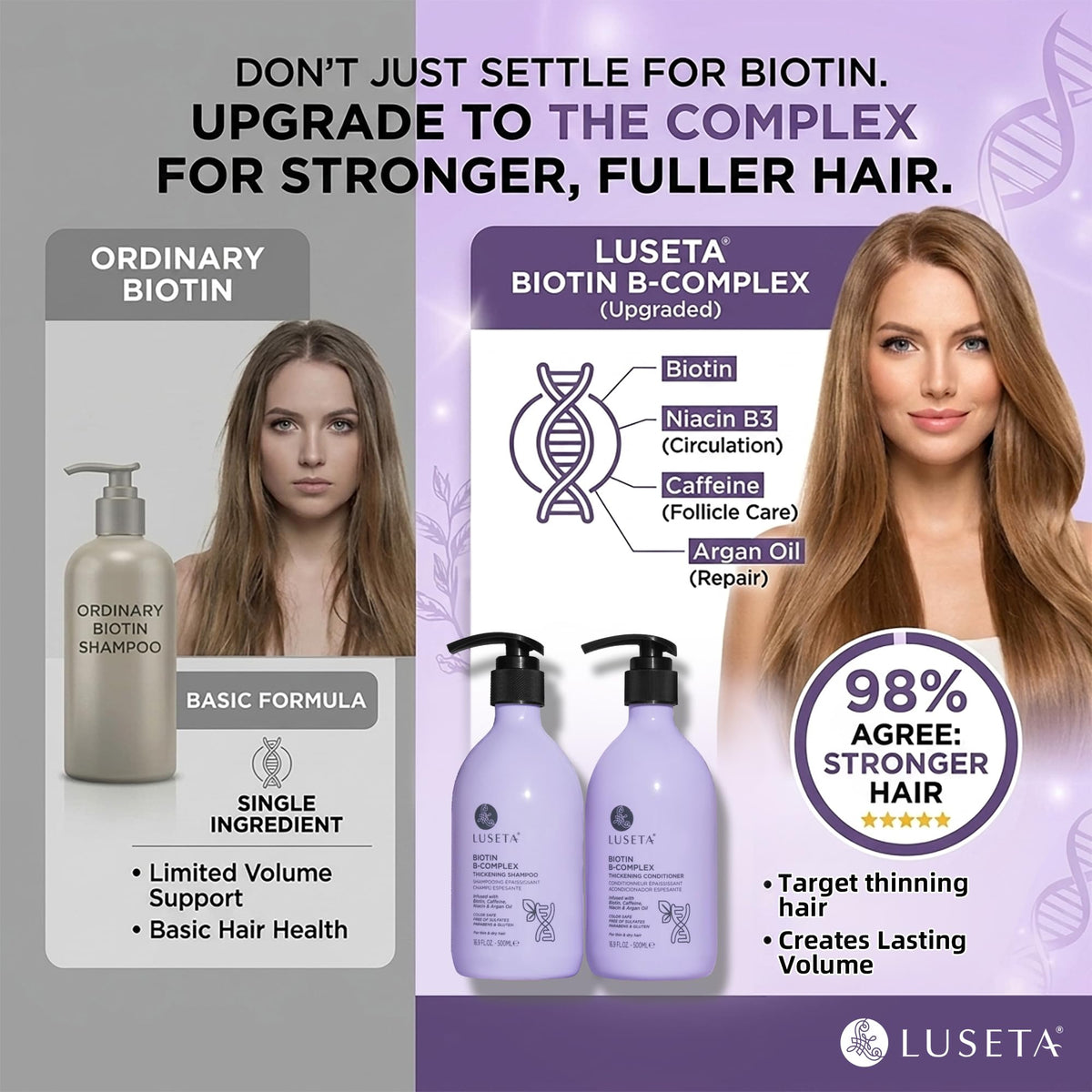 LUSETA shampoo lather texture highlighting gentle cleansing and lift