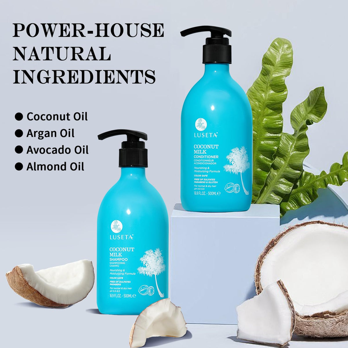 Luseta ingredient label close-up highlighting natural oils and vitamins