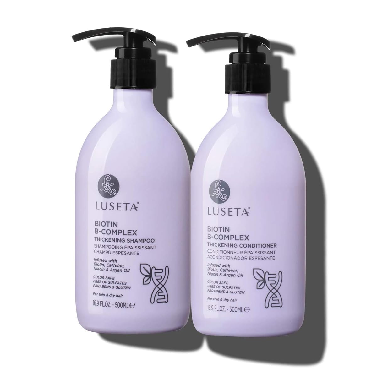 LUSETA front packaging showing both bottles and volumizing promise