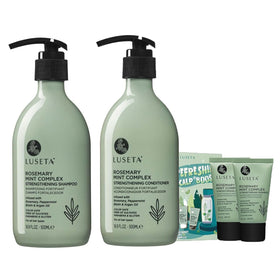 LUSETA front packaging rosemary duo showing full-size bottles and label benefits