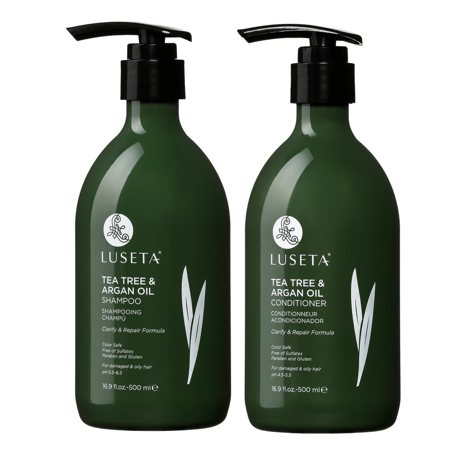 LUSETA front packaging showing shampoo and conditioner for refreshed scalp and hair
