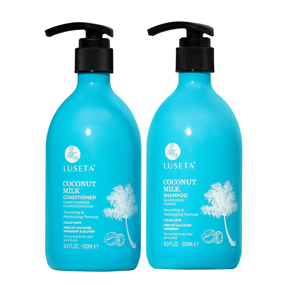 Luseta front packaging showing shampoo and conditioner for moisturized hair