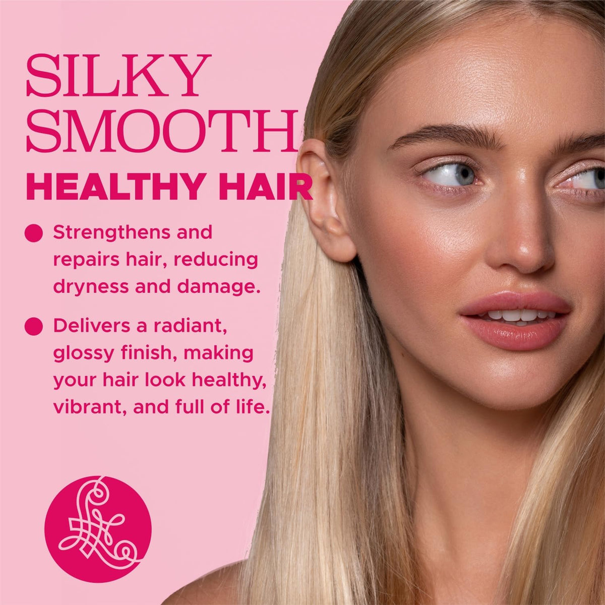 L LUSETA before and after hair photo showing reduced frizz and increased gloss
