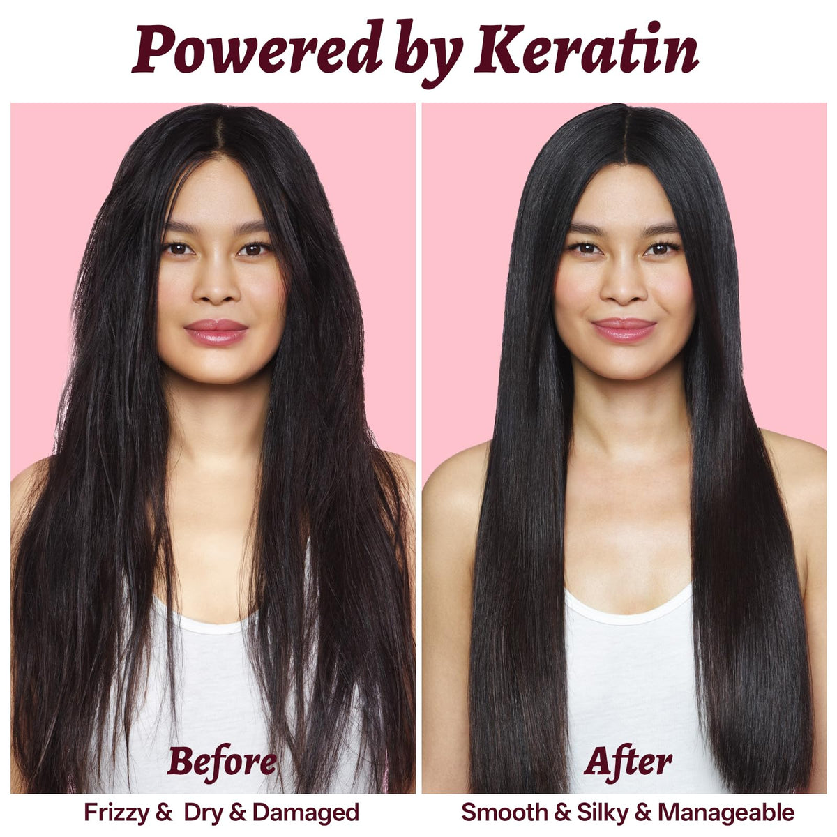 Luseta product in use on wet hair, helps smooth and reduce frizz