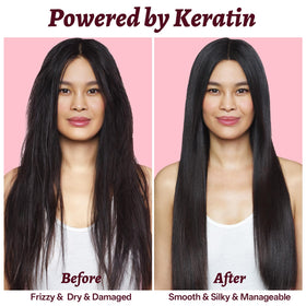 Luseta product in use on wet hair, helps smooth and reduce frizz