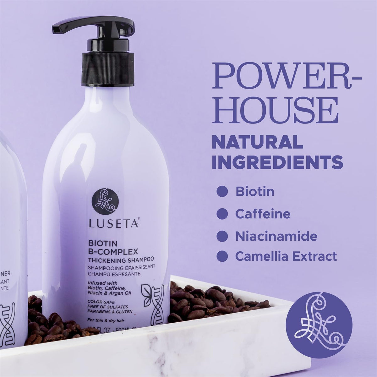 LUSÉTA argan oil ingredient drop illustrating hydration and shine