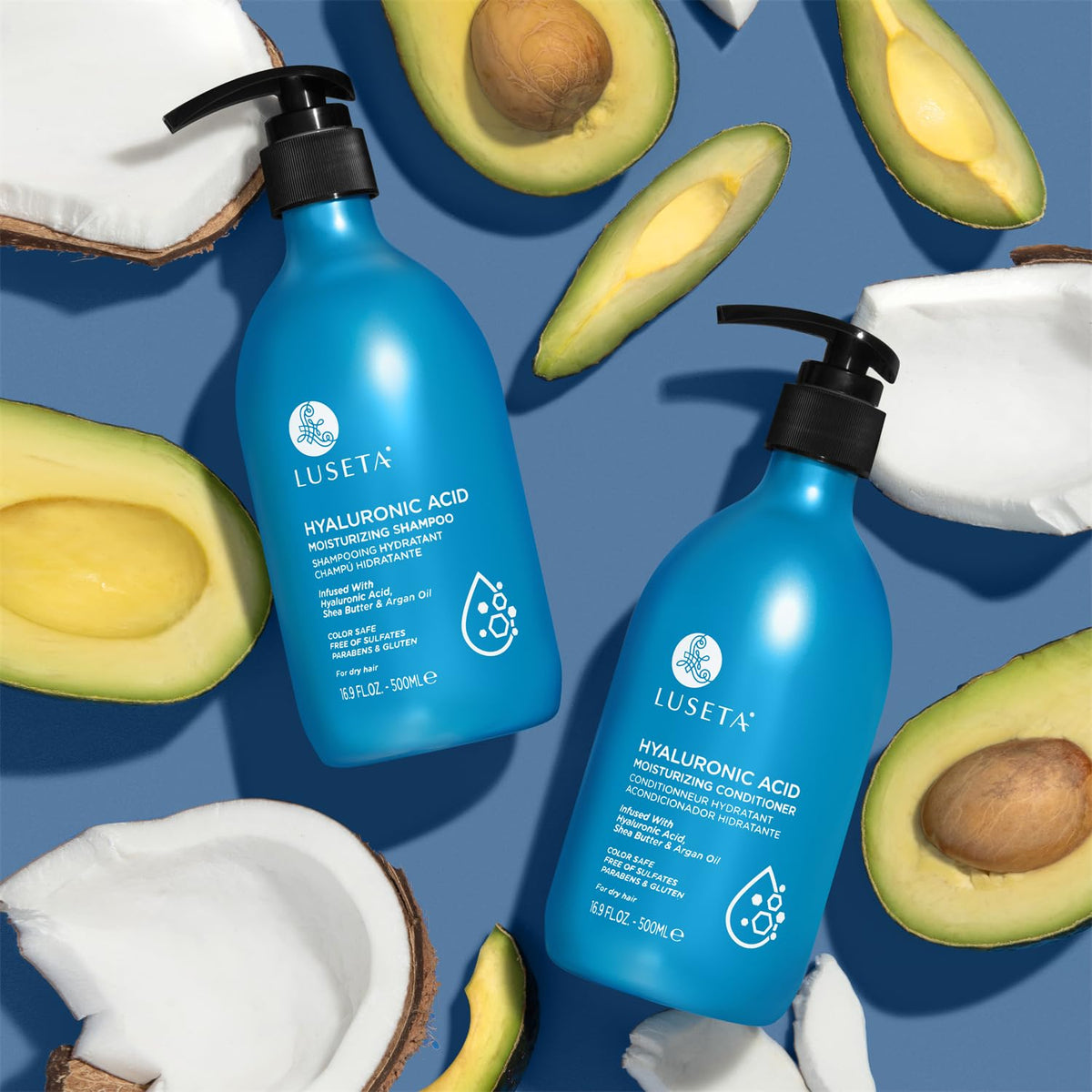 Luseta avocado and shea butter display showing natural nourishing benefits