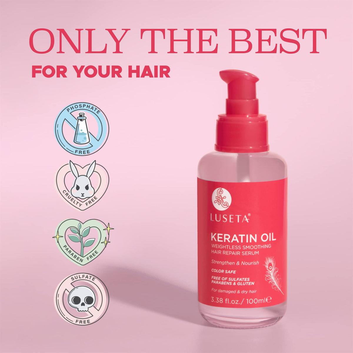 Luseta serum being applied to towel-dried hair mid-lengths showcasing easy use