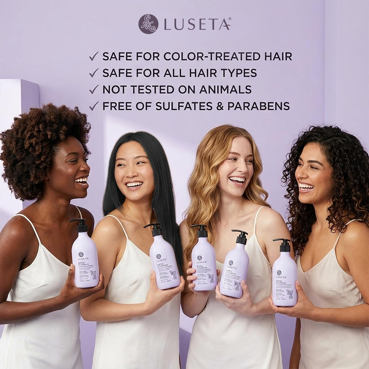 LUSETA product label close-up listing biotin niacin caffeine benefits