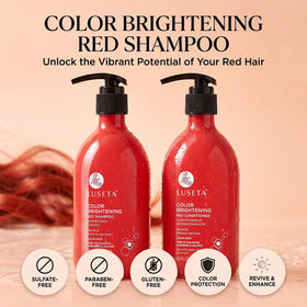 Luseta label close-up listing key ingredients for color care benefit