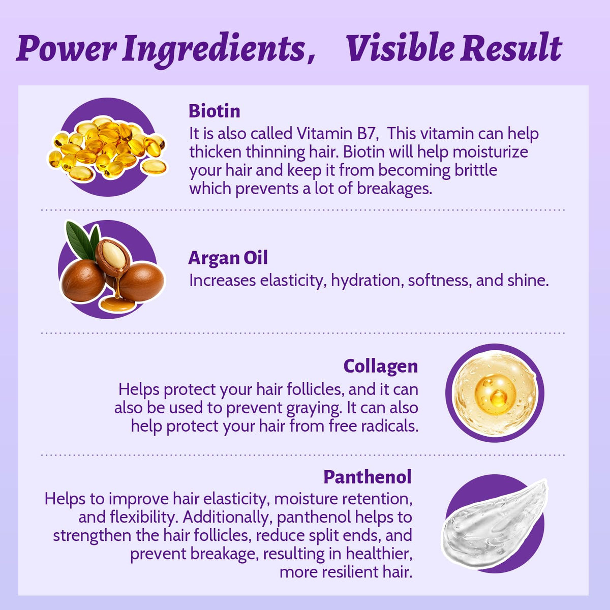 Luseta product label close-up showing biotin and collagen ingredients
