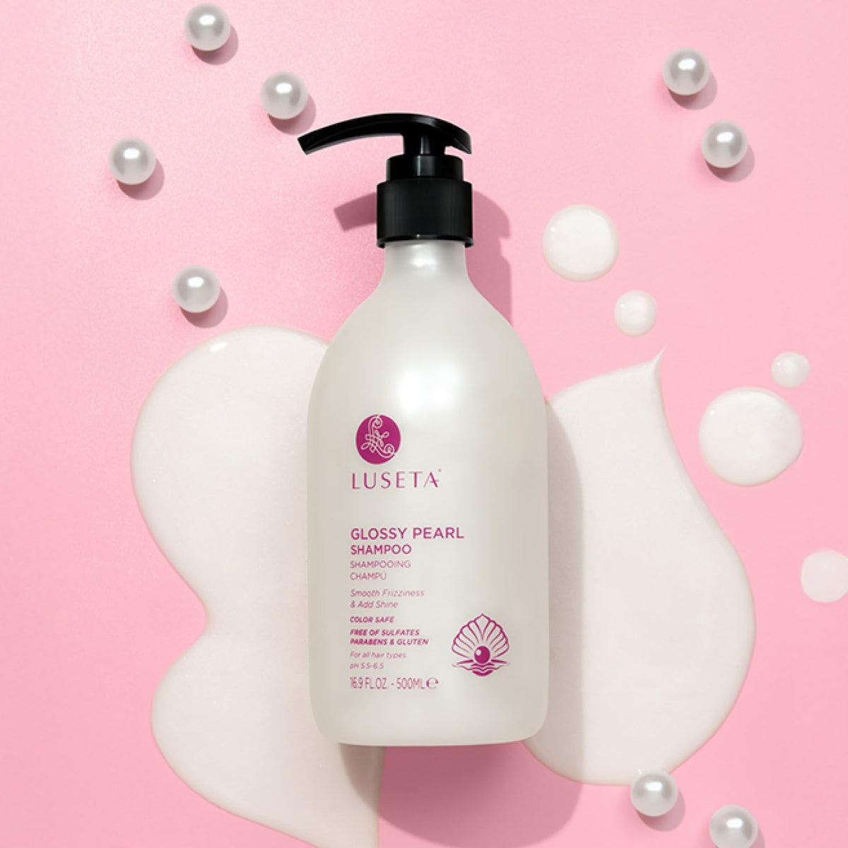 LUSETA shampoo foam texture demonstrating hydrating, gentle cleansing benefit