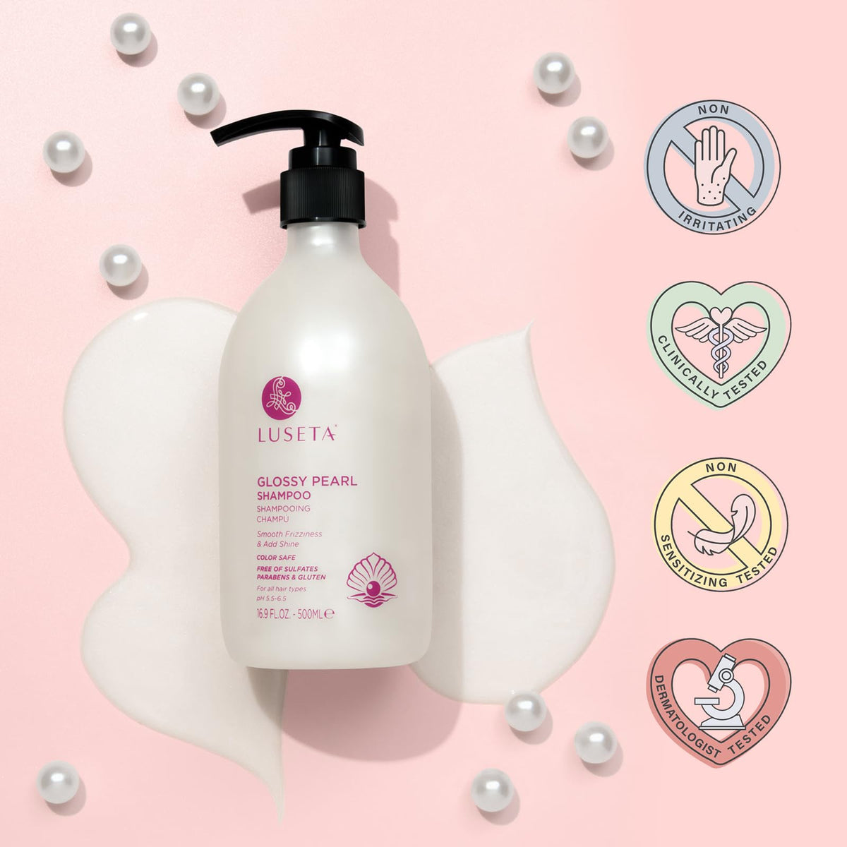 LUSÉTA on bathroom shelf styled to evoke salon-quality daily hair care