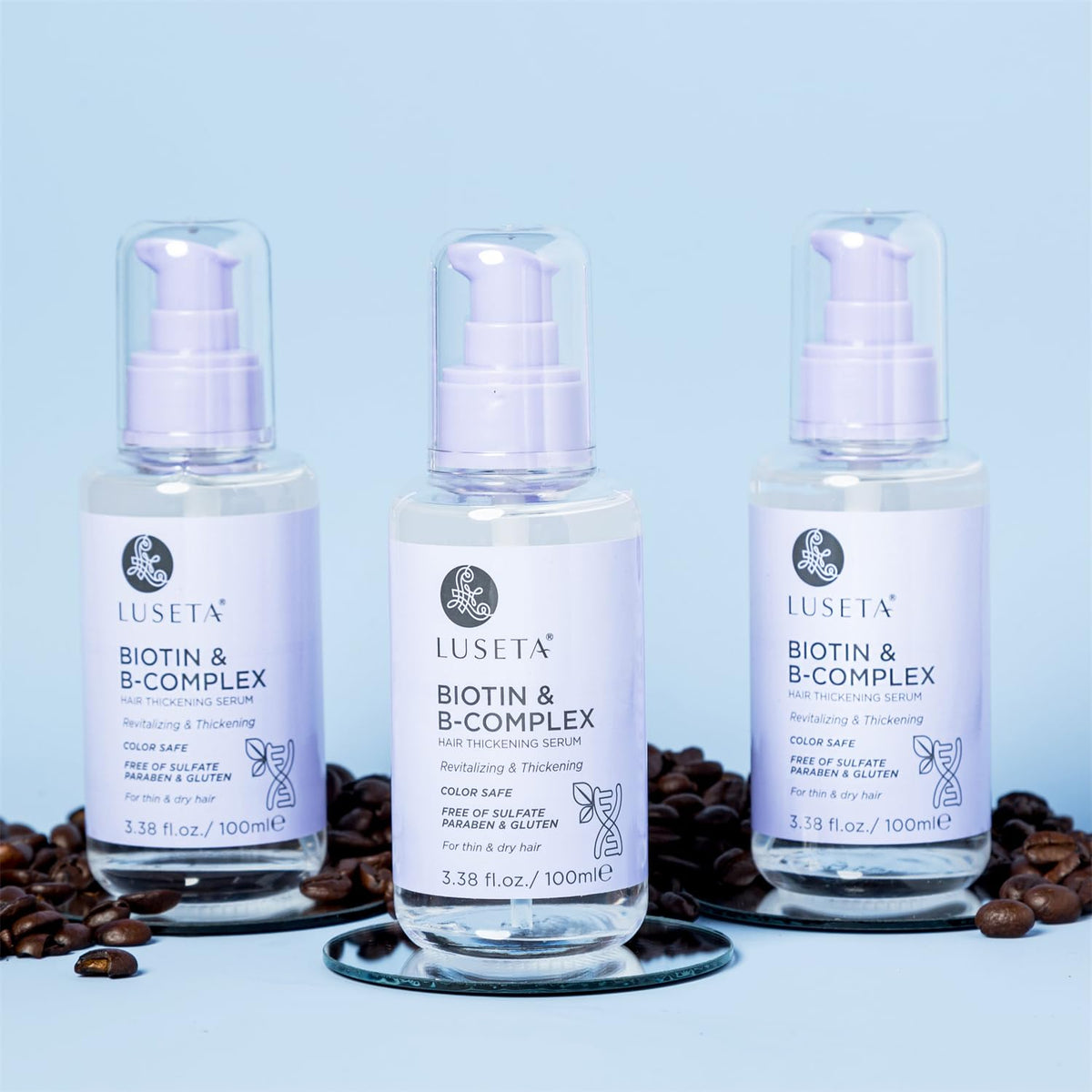 Luseta on bathroom shelf in lifestyle scene suggesting daily use routine