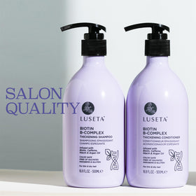 LUSETA lifestyle shot showing fuller-looking hair after routine