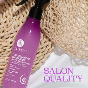 Luseta on damp curly hair before drying to protect and define curls