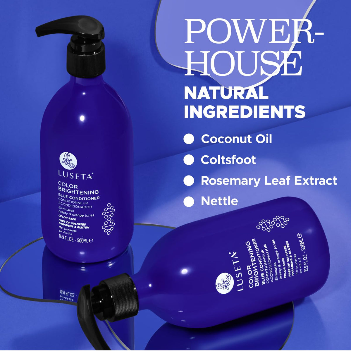 Luseta shampoo being poured into hand, easy application for tone control