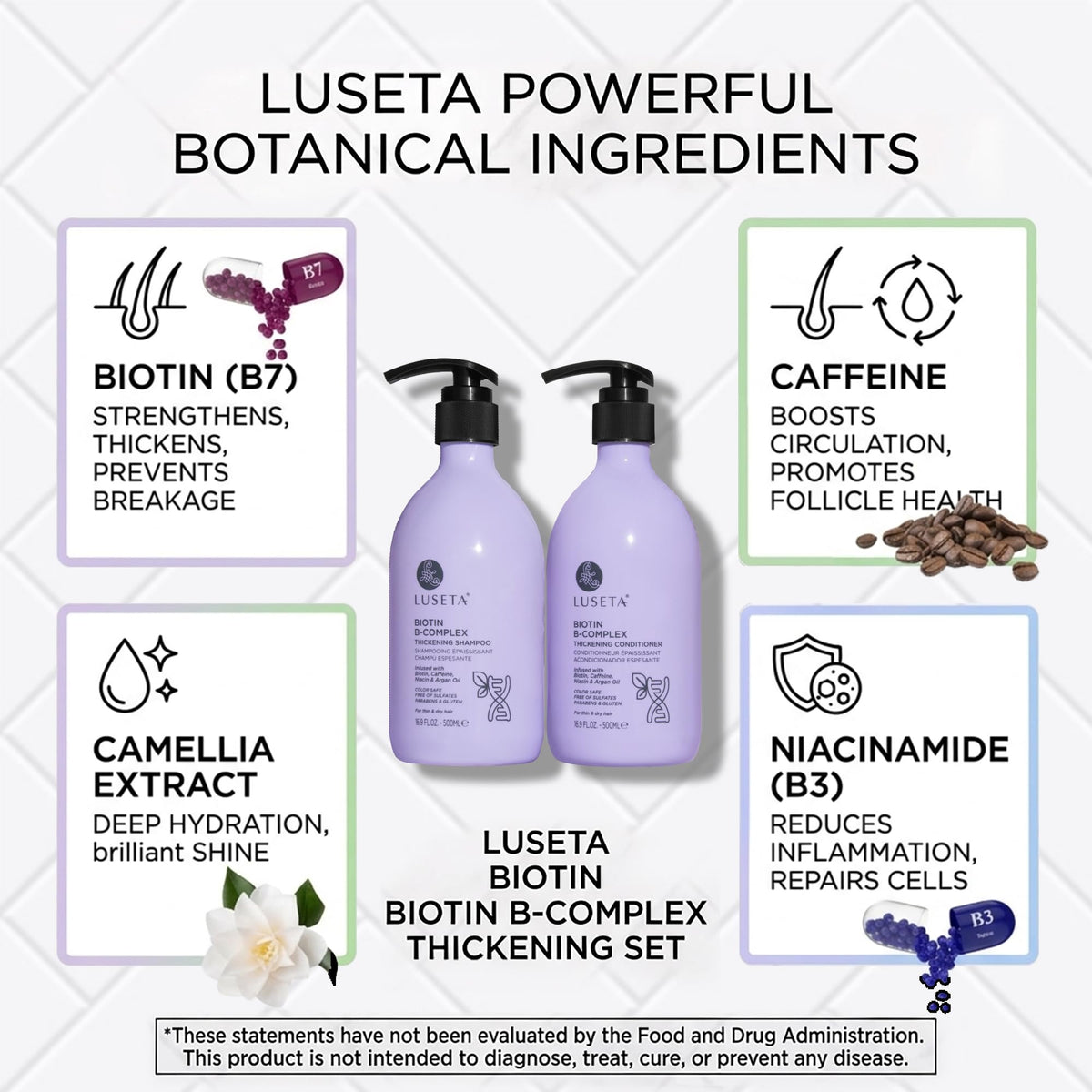 LUSETA shampoo and conditioner in shower showing easy daily use
