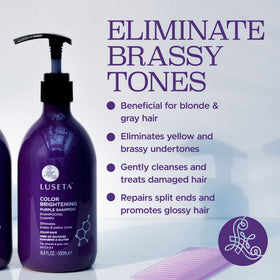 Luseta purple shampoo pouring texture demonstrates creamy pigment and hydration