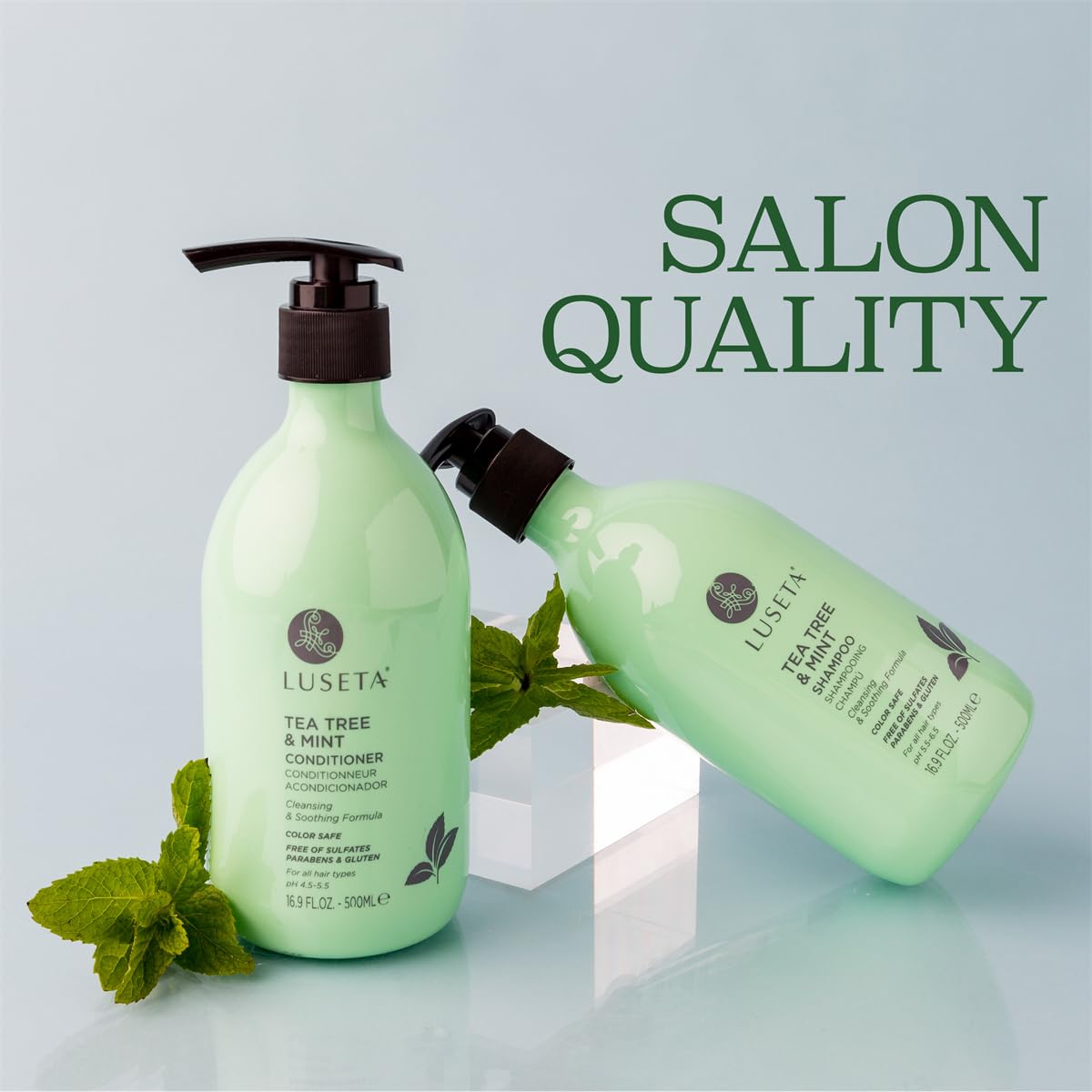 LUSETA shampoo lathered in shower showing effective cleansing benefit