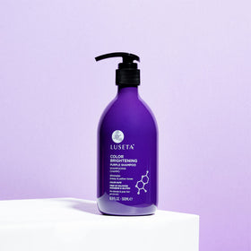 Luseta shampoo packaging detail emphasizes ingredients list and salon-friendly design