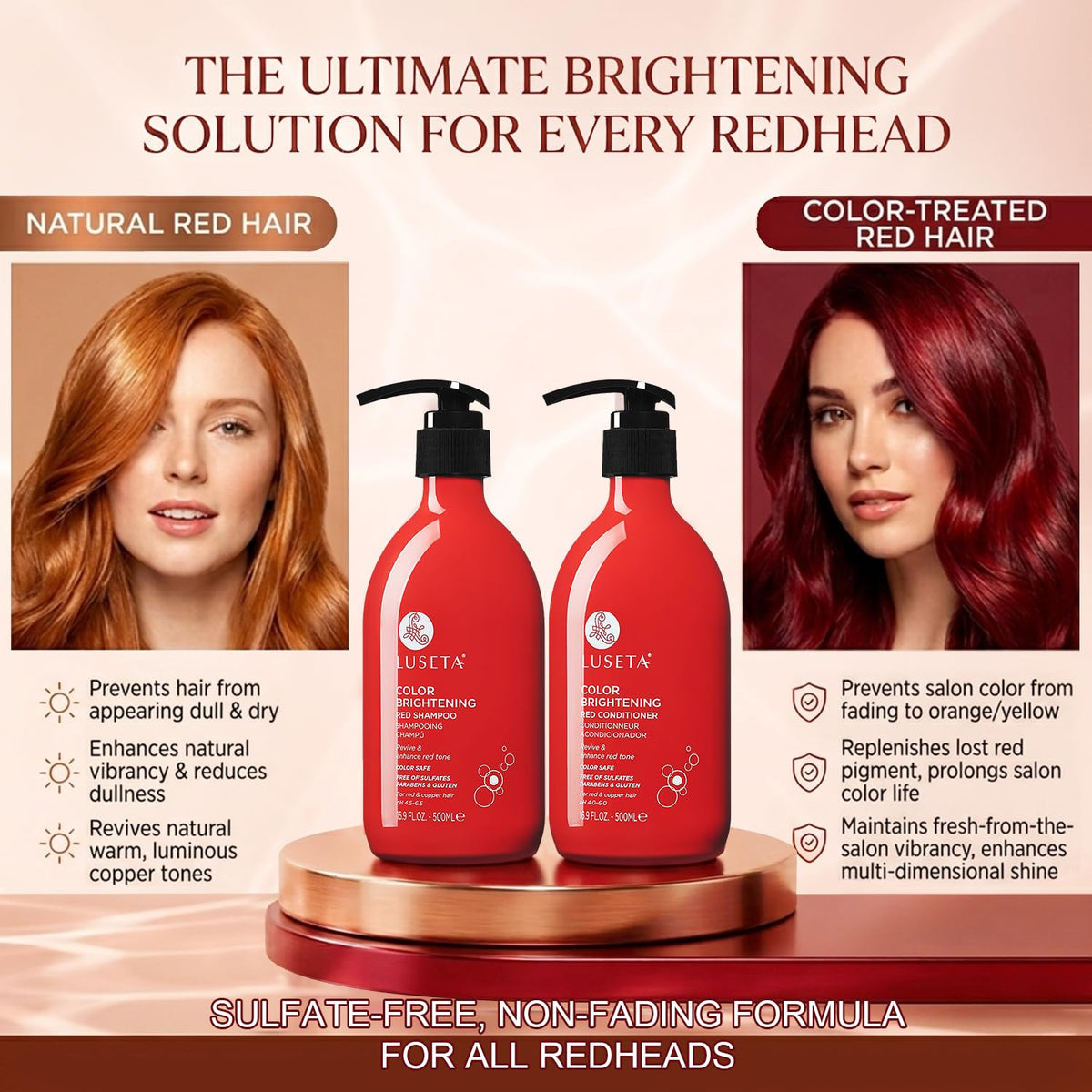 Luseta shampoo pour closeup highlighting gentle cleansing benefit