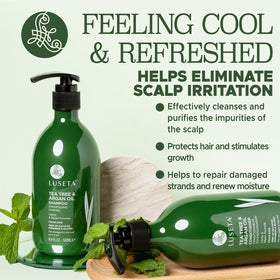 LUSETA shampoo pouring texture demonstrating gentle clarifying foam action