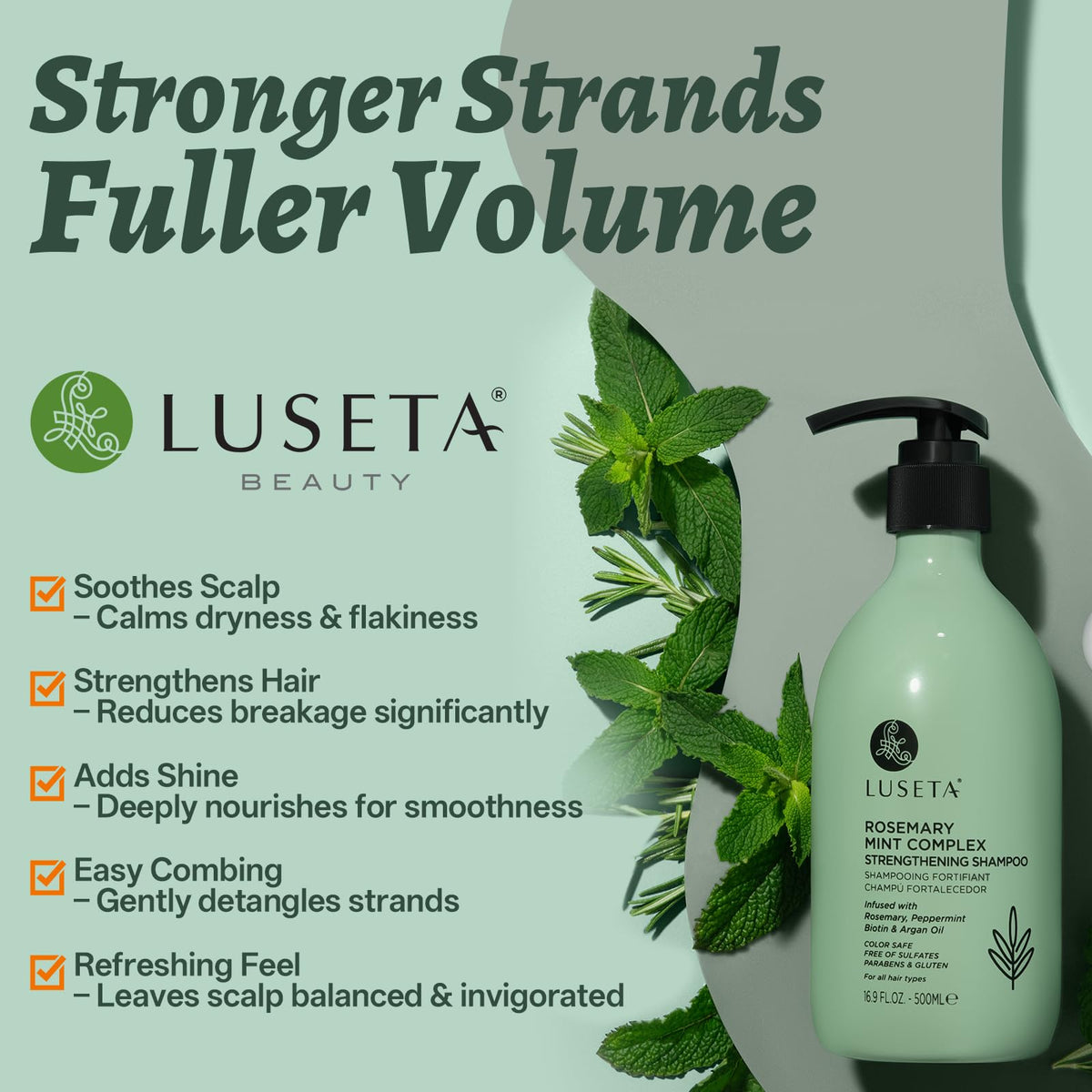 LUSETA shampoo texture closeup demonstrating lightweight foam and gentle cleanse