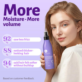 Luseta spray nozzle close-up showing mist for easy detangling